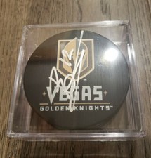 Erik Brannstrom Signed Vegas Golden Knights Puck Auto Autograph Sweden w/ Holder