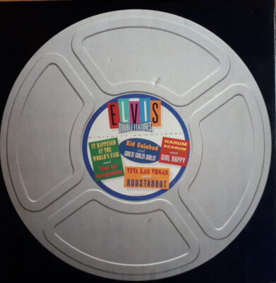 ELVIS PRESLEY Double Features RARE OOP Movie Canister 8 on 4 CD & Pin  