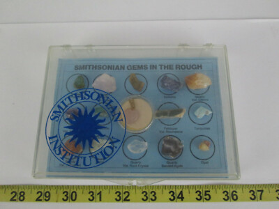 Smithsonian Gems in the Rough Rock Stone Samples Display with