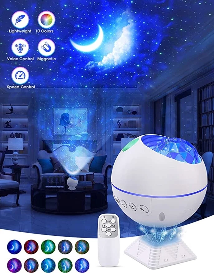 OTTOLIVES Star Projector Portable Night Light Projector with Voice