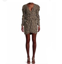 NWT 260 Bardot Women's Black Tracey Twist V-Neck Faux-Wrap Mini Dress Size 10/L