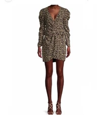 NWT $260 Bardot Women's Black Tracey Twist V-Neck Faux-Wrap Mini Dress Size 10/L