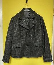 Travelsmith Women's L Large Wool Blend Elegant Evening Sequin Jacket Blazer Coat