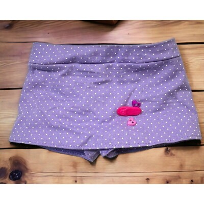 Vintage Handmade Doll Teddy Bear Skort Clothes Purple White Polka Dots Accents