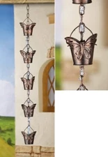 Butterfly Design Rain Chain - 3 Ft Decorative Metal Downspout Replacement