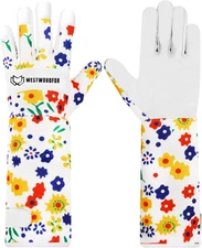 Leather Gardening Gloves Thorn Proof Long Gauntlet Rose Pruning Safety (Medium)