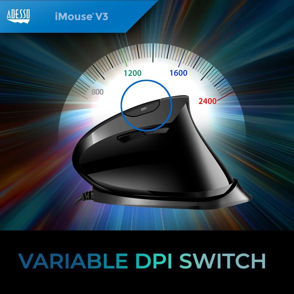 iMouse V3 Adjustable Vertical Ergonomic Wired USB Mouse, TAA Compliant IMOUSEV3 - Image 2 of 4