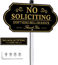 No Soliciting Sign for House - No Soliciting Yard Sign with 28" Stake - 14" x 7"