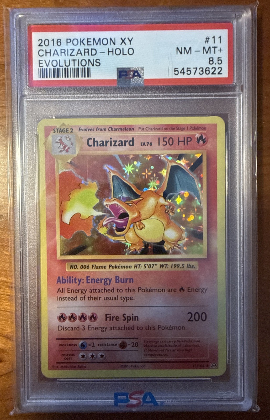 2016 Pokemon XY Evolutions Charizard Holo #11 PSA 8.5 NM - MT+