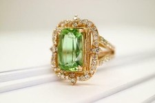 3Ct Cushion Cut LabCreated Peridot Wedding Ring 14K Yellow Gold Plated