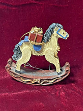 Vintage Resin Wood Rocking Horse Christmas Ornament/ Present Box
