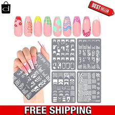 Reusable Stainless Steel Nail Art Stamping Plates - 4 Stylish Patterns