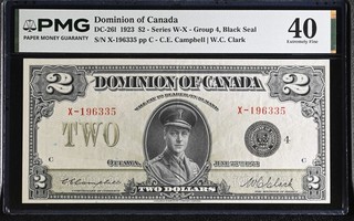 NobleSpirit (CS) Dominion of Canada 1923 DC 261 $2 Series W X Black Seal PMG 40