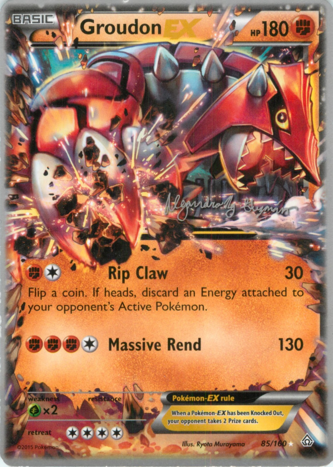 2015 Pokemon World Championships Stamped Primal Clash Groudon EX 85/160 LP