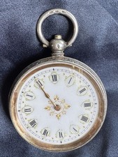 Antique Pocket Watch Swiss Silver Ornate Engraved Case 38mm Not Working