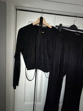 Boohoo Black Ribbed Black Co-ord In Black Size 18 Two Piece Set