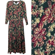 Eddie Bauer Maxi Dress Size Small Petite Floral Button Front Vintage Y2K Modest
