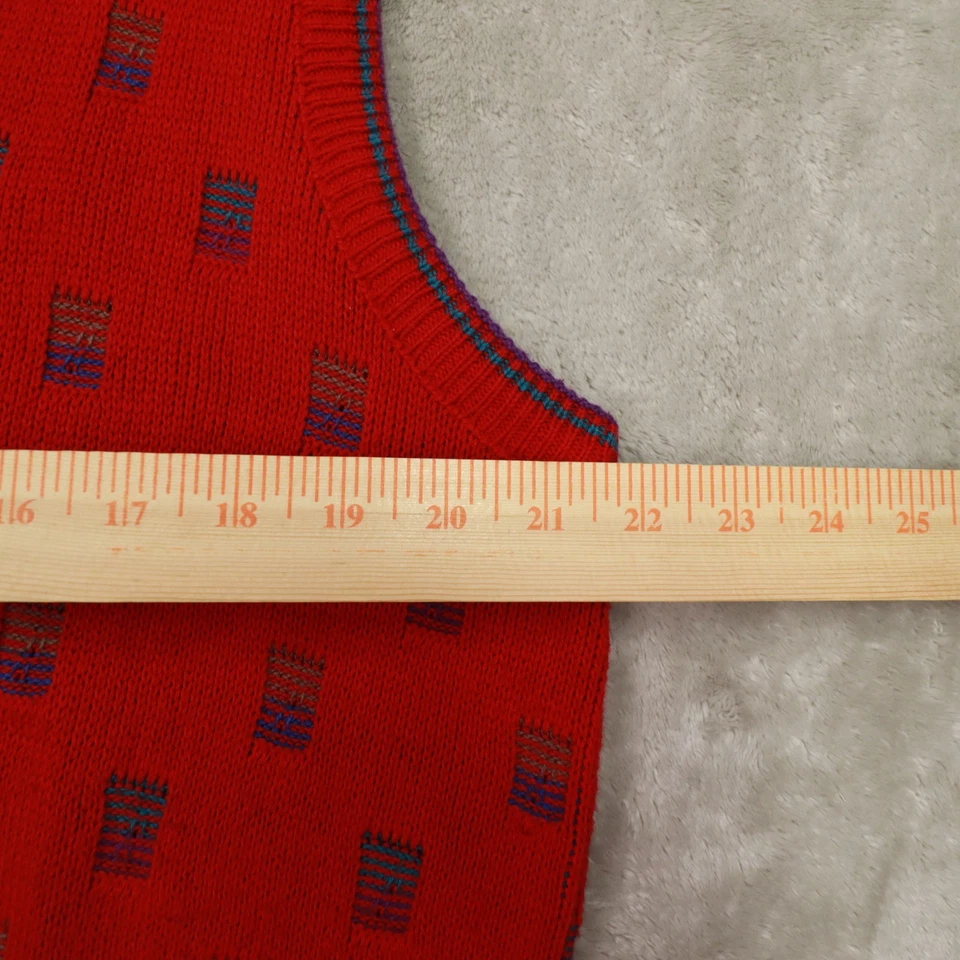 Chaleco Suéter Vintage Isla de Algodón Rojo Geo Estampado Para Hombre Talla Grande Hecho en EE. UU. Foto 4 de 4