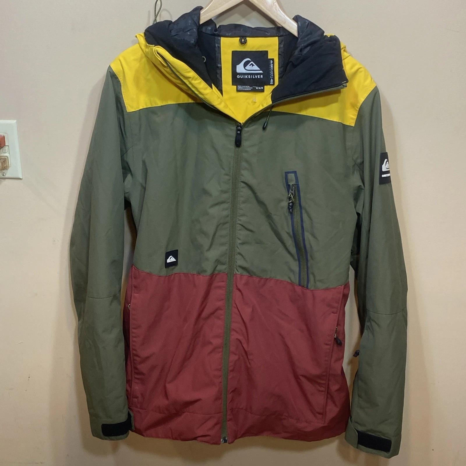 QUIKSILVER SYCAMORE Snow COAT Jacket Men's Medium M DRYFLIGHT Full Zip Skiing D1