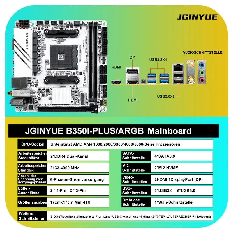 B350I-PLUS ARGB Motherboad Mini ITX AM4 Ryzen 5000 Ready |WiFi |2x M.2 NVMe DDR4 - image 3 of 4
