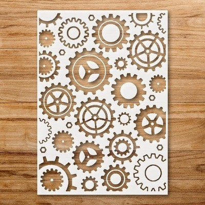 Interlocking Gears and Cogs Mechanical Stencil for DIY Crafts - StencilAir