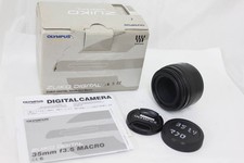  With original box Olympus ZUIKO DIGITAL 35mm F3.5 MACRO Lens with front and