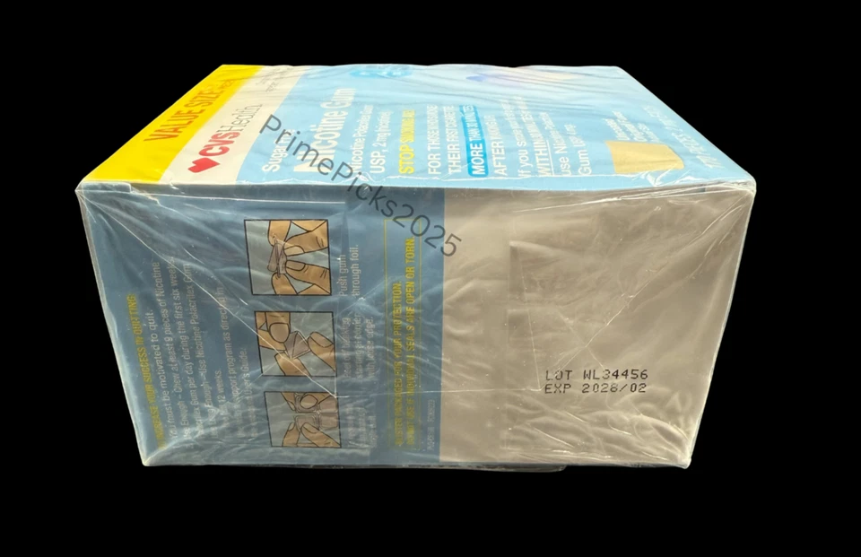 Goma de nicotina CVS Health 2mg 170ct ajuda para parar de fumar sem revestimento validade 02/2028 🚭💙 - Imagem 2 de 4