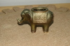 Small vintage brass elephant ashtray or pin cushion figurine 3.5"L x 2.2"H 7oz
