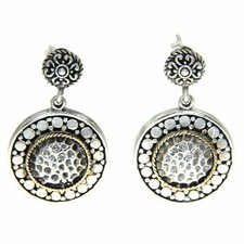 925 Sterling Silver and 14 k Gold Round Bali Earring » E21