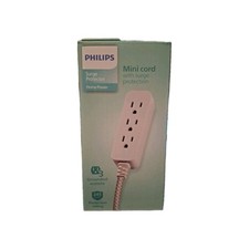 Philips 3 Grounded Outlet Surge Protector, White Mini Cord