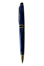 Waterman Expert I Blue Marble Lacquer Ballpoint Pen Gold Trim France Twist