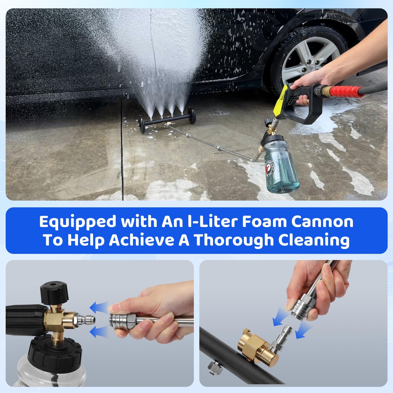Undercarriage Pressure Washer Attachment with Dual Function Nozzles