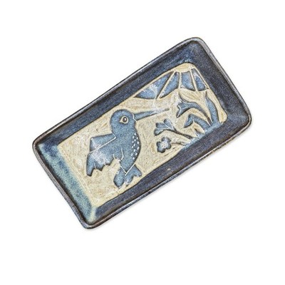 Vintage North Eagle Hummingbird Pottery Tray Jewelry Dish Decor