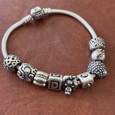 Pandora Sterling Silver 925 Bracelet With Charms Some Charms Have 9ct Gold