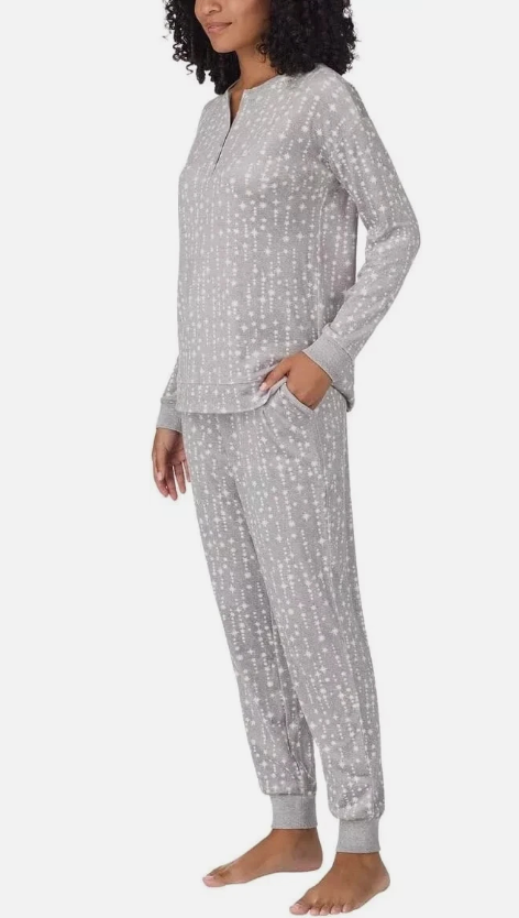 Nautica Women's 2 Piece Fleece Pajama Sleepwear Set Gray Size XL