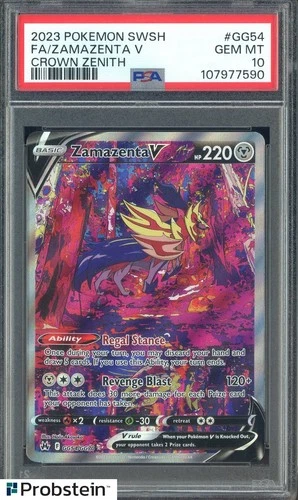 2023 Pokemon SWSH Crown Zenith #GG54 FA Zamazenta V PSA 10 GEM MINT