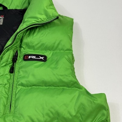 RLX Ralph Lauren Puffer Vest Mens Large Green Down Insulated Zip