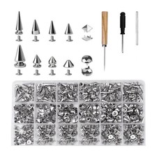 DIY Leather Jacket Spikes and Studs Kit 455PCS Cone Square Dome with Tools