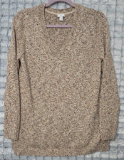 J Jill Heather Beige V-neck Sweater Women's Small Petite Long Sleeve Pullover