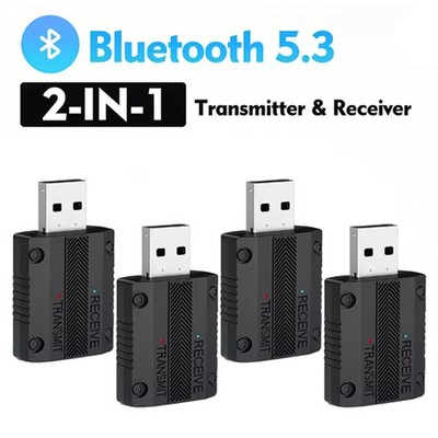 4x Bluetooth 5.3 Transmitter Receiver USB Plug & Play Wireless Car Audio Adapter