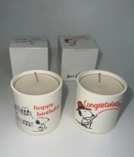 1958 Love Lights SNOOPY Candle Holders Congratulations & Happy Birthday with box