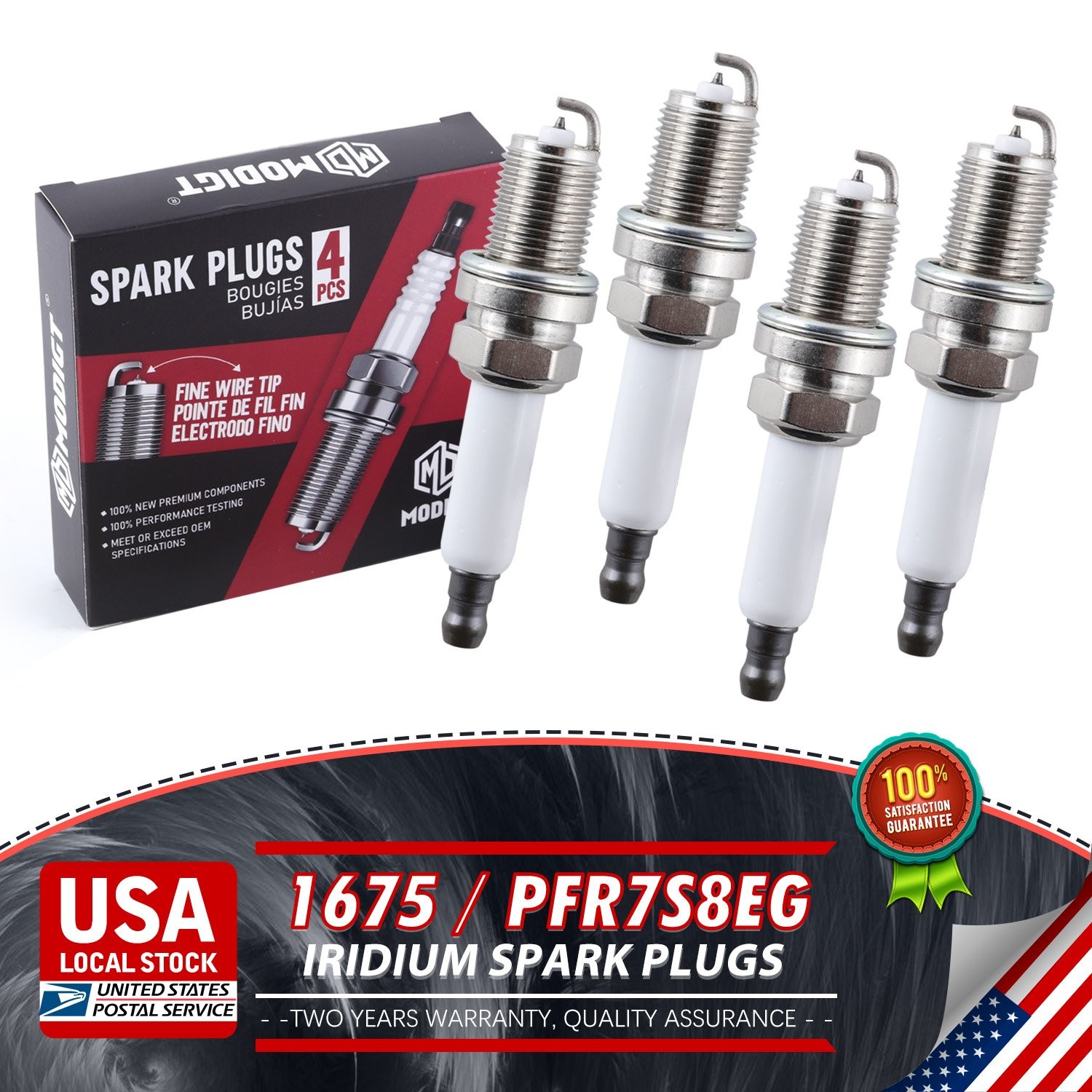 Set 4 Spark Plugs For NGK 1675 Double Platinum Premium OE PFR7S8EG for Audi VW