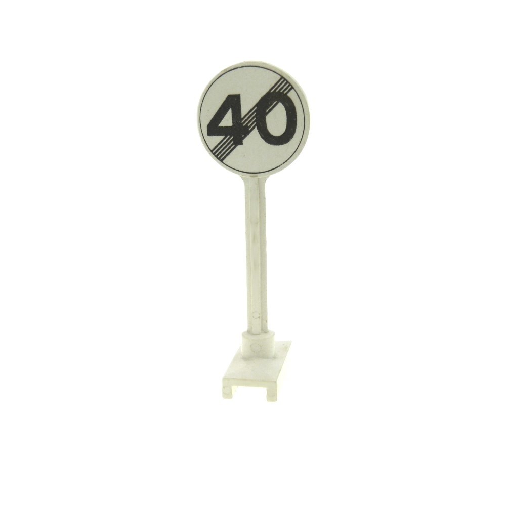 1x Lego Traffic Street Sign Round B-Ware Used White End 40 Limit 14pb02