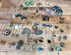 Vintage & Modern Costume Jewelry Lot: Rings Earrings Brooches Mixed Materials &
