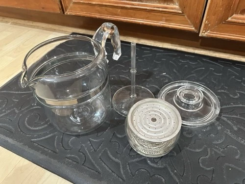 Pyrex 7759-B Vintage Glass 9-Cup Percolator Coffee Pot Complete (lid chipped)