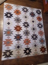 Two Handmade Rustic Cabin Quilts for Twin or Full Beds Unused Southwest Aztec