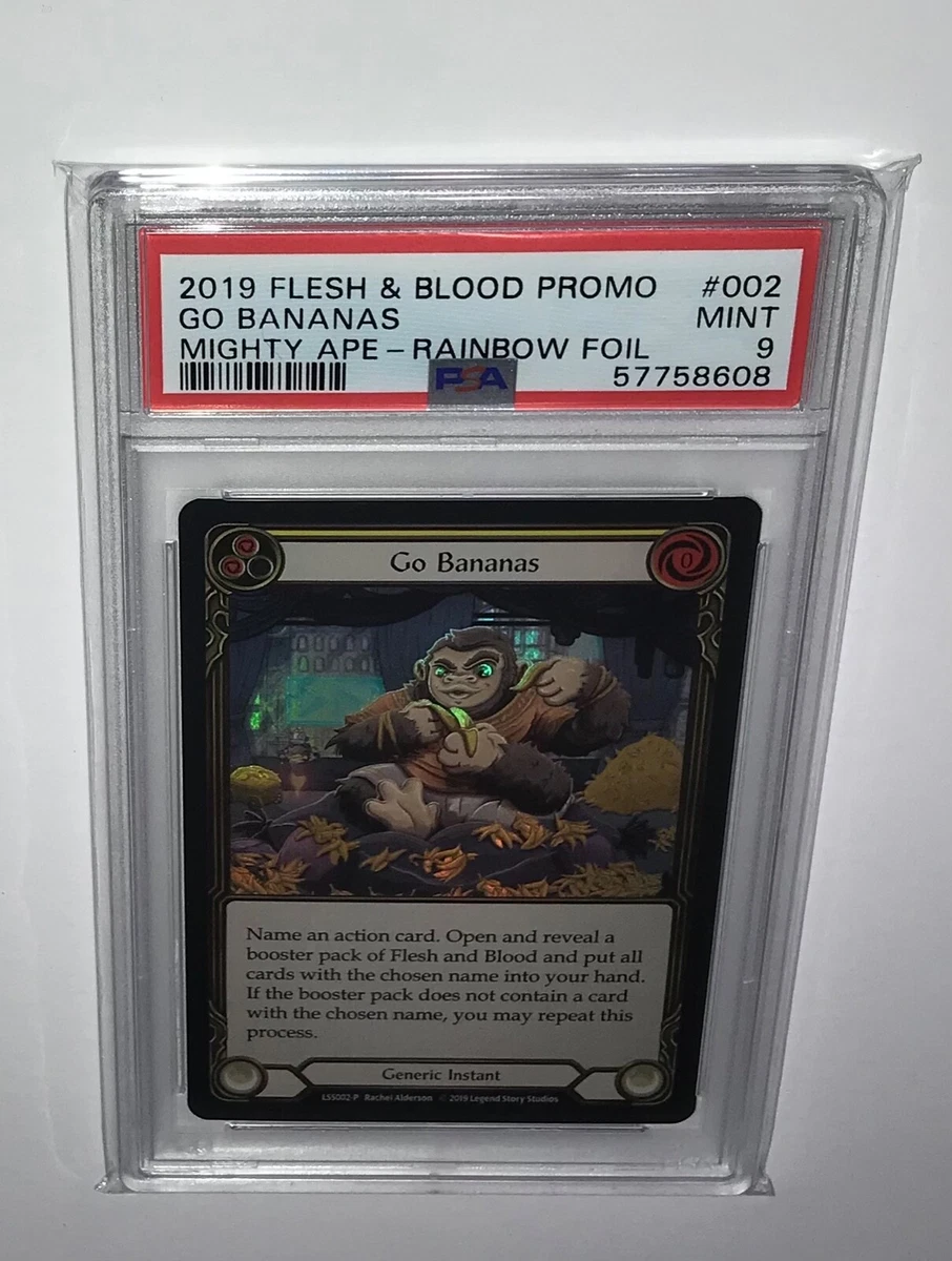 2019 Flesh and Blood FaB Promo Go Bananas Rainbow Foil Ape LSS002 PSA 9 Card