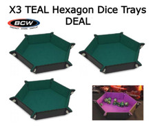 X3 BCW Hexagon TEAL Dice Trays High Quality Foldable & Handy Game Holders DEAL