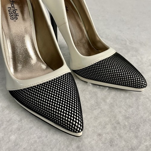 Charlotte Russe White And Black Netted Pointed Toe Stiletto 4.5in. Heel Sz 8 - 第 3/11 張圖片