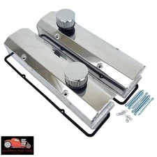 Small Block Chevy Polished Aluminum Fabricated Valve Covers SBC 350 400 Breather